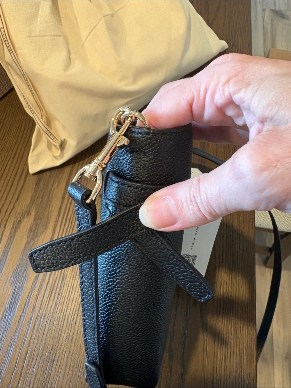 Tory Burch Black Pebbled Leather small Romy Crossbody with Adjustable Strap - Picture 6 of 14